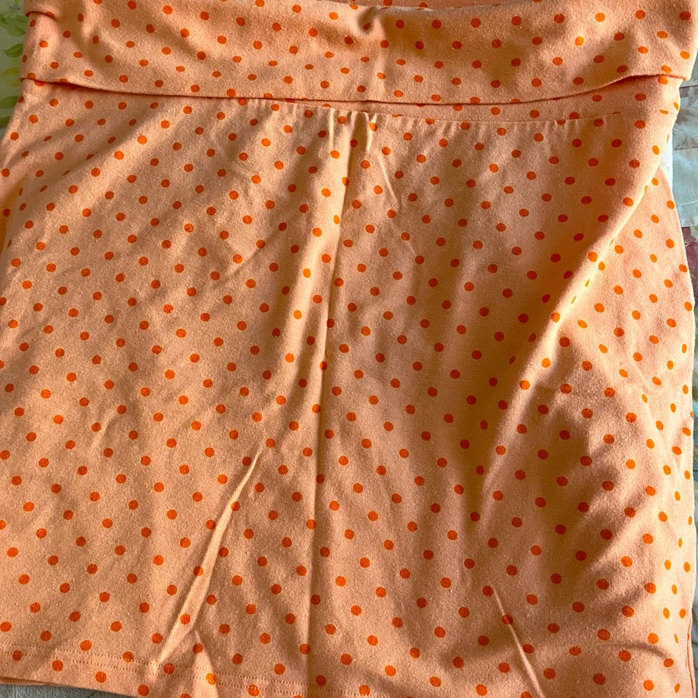 Selena Gomez Peach and Orange Polka Dot Skirt